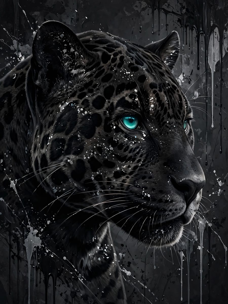 Emerald Gaze — black jaguar with teal eyes